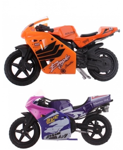 Toi-toys Die Cast Races Motors 2 Stuks 9 Cm Paars/oranje