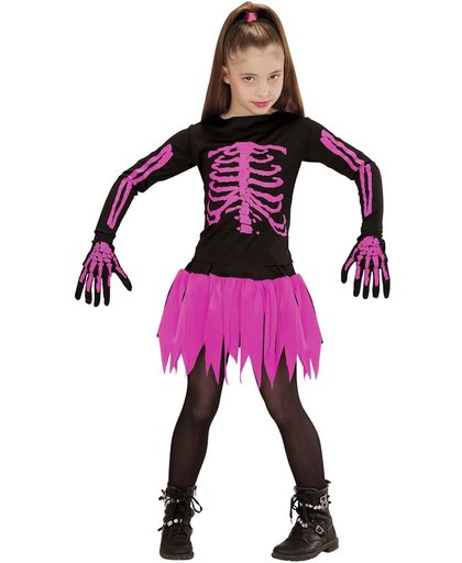 "Verkleedkostuum Skelet roze voor meisjes Halloween  - Kinderkostuums - 128-140"