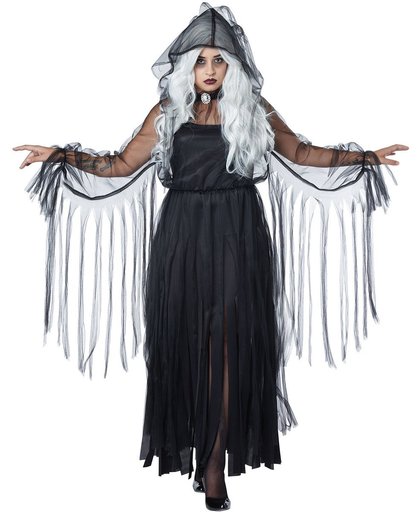 Elegant zwart spook kostuum voor vrouwen - Grote Maten - Verkleedkleding