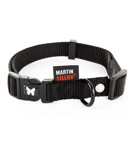 Martin sellier halsband voor hond nylon zwart verstelbaar 25 mmx45-65 cm