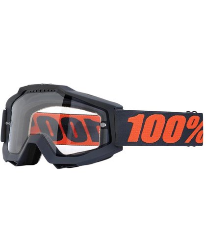 100% Enduro Crossbril Accuri Gunmetal/Clear (dubbel-laags Lens)