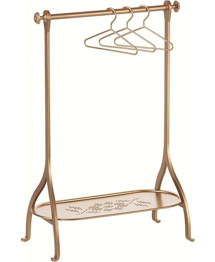Maileg Clothes Rack, Gold , incl 3 Gold hangers