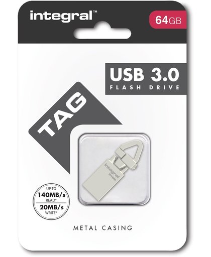 Integral Flash Drive 64GB - USB-Tag 3.0 / Zilver