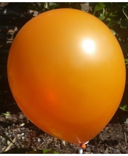 Oranje parelmoer metallic ballon 30 cm hoge kwaliteit MET LOS LEDLAMPJE VOOR IN BALLON