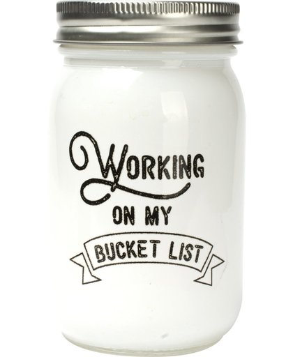 Glazen spaarpot "Working on my bucket list"
