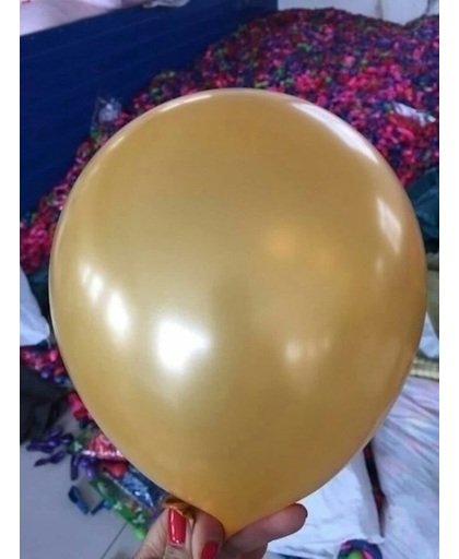 Gouden parelmoer metallic ballon 30 cm hoge kwaliteit MET LOS LEDLAMPJE VOOR IN BALLON