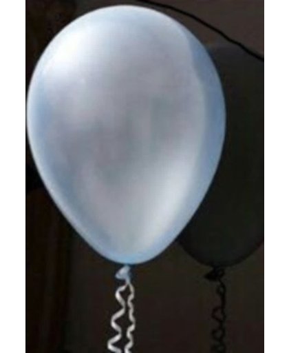 Licht blauwe parelmoer metallic ballon 30 cm met los ledlampje voor in ballon