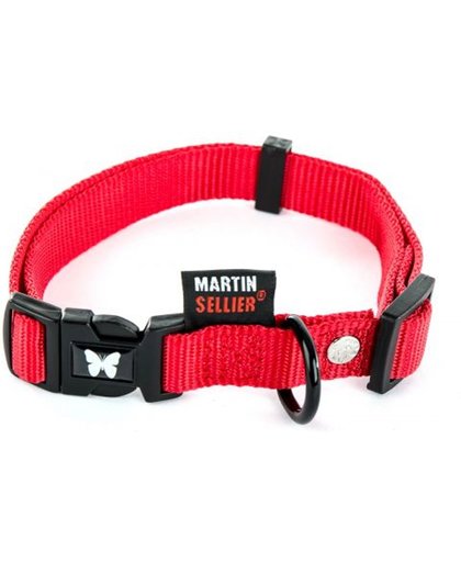 Martin sellier halsband voor hond nylon rood verstelbaar 25 mmx45-65 cm