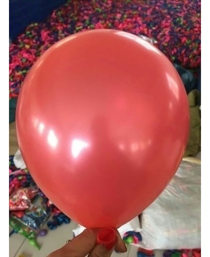Rode parelmoer metallic ballon 30 cm hoge kwaliteit MET LOS LEDLAMPJE VOOR IN BALLON
