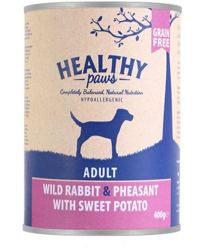 Healthy paws blik wild konijn / fazant / zoete aardappel hondenvoer 400 gr