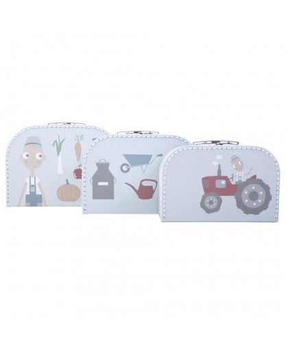 Sebra - Suitcase set, 3 pcs - Farm, boy (4010101)