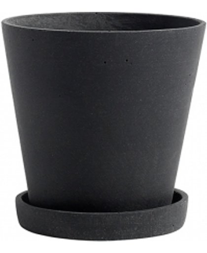 Hay Flower Pot w/saucer bloempot black H16.5cm