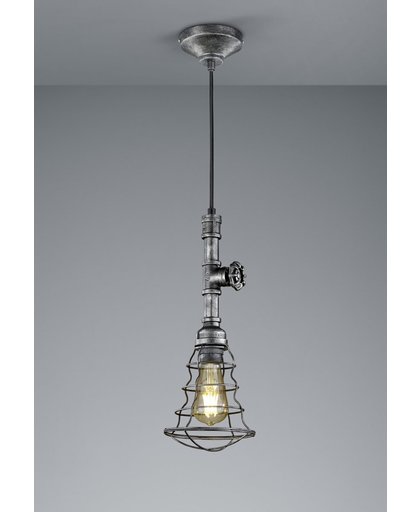 TRIO, Hanglamp, Gotham 1xE27, max.60,0 W Armatuur: Metaal, antiek zilver Ø:14,6cm, H:150,0cm