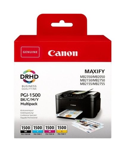 Canon PGI-1500 BK/C/M/Y inktcartridge Zwart, Cyaan, Magenta, Geel 12,4 ml