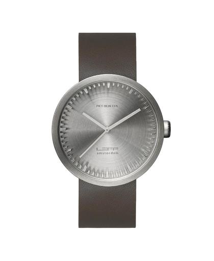 LEFF amsterdam tube watch D42 - Stainless Steel - Steel Case - Brown leather strap - Ø 42mm - LT72002 - Quartz Movement