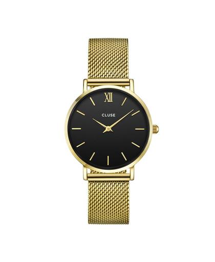 CLUSE Minuit Mesh Gold/Black horloge CL30012