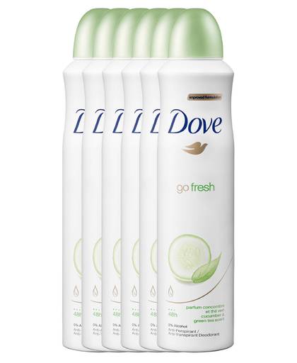Go Fresh Cucumber & Green Tea Women deodorant spray - 6 stuks voordeelverpakking