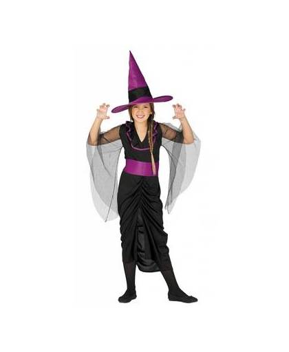 Halloween kostuum kind heks paars - maat / leeftijd: 122-134 / 7-9 jaar