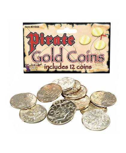 Gouden piraten munten 12 stuks