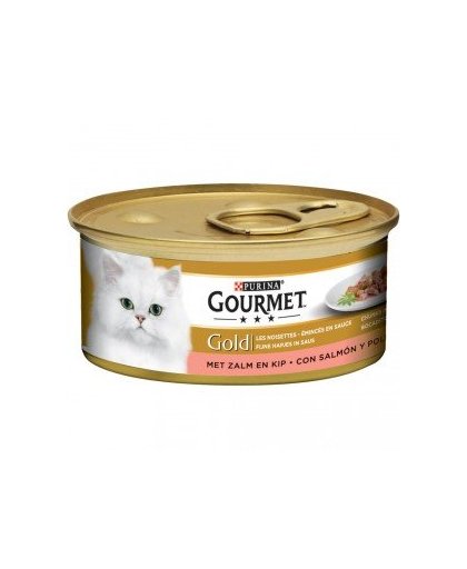 Gourmet Gold Zalm en Kip in saus kattenvoer 1 tray (24 blikken)