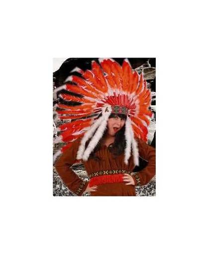 Indianen hoofdtooi rood/oranje