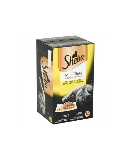 Sheba Mini Filets in Saus Gevogelte Selectie 8 x 85 gr 1 doosje (8 kuipjes)
