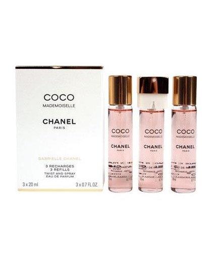 Coco Mademoiselle eau de parfum twist and spray navullingen, 3x 20 ml