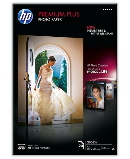 HP Premium Plus glanzend fotopapier, 20 vel, A3/297 x 420 mm