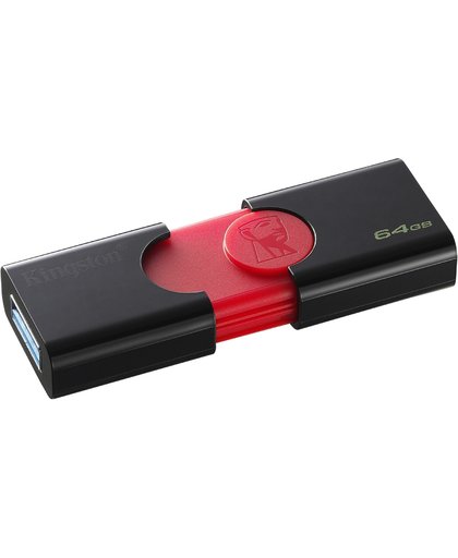 Kingston Technology DataTraveler 106 USB flash drive 64 GB 3.0 (3.1 Gen 1) USB-Type-A-aansluiting Zwart, Rood