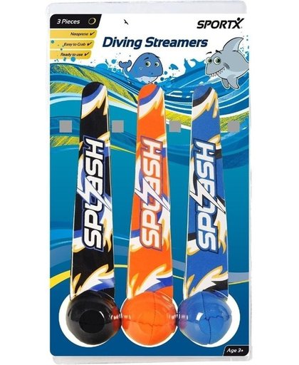 3x Kunststof duikspeelgoed duikballen/dive streamers met werplint - duiken
