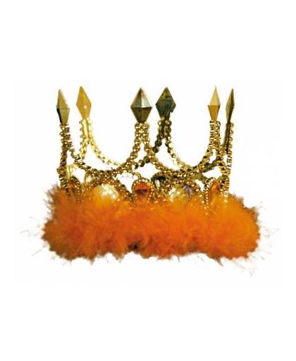 Gouden kroon met oranje veren