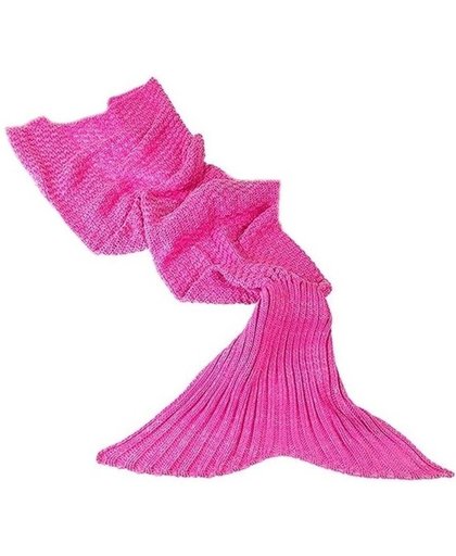 Roze gebreide zeemeermin deken 180 cm - zeemeerminnenstaart