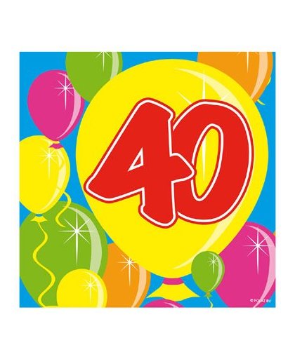 Servetten verjaardag 40 jaar ballonnen - 25x25 cm - 20 stuks