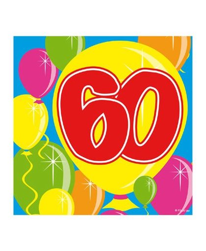 60 jaar servetten ballonnen - 20 servetten