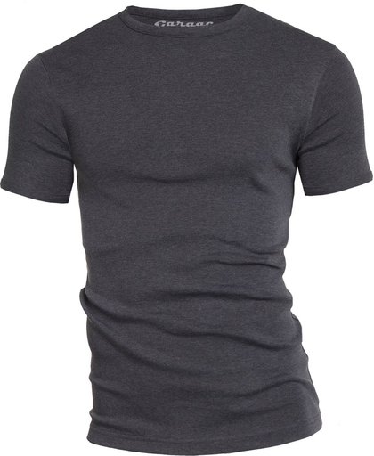 Garage 301 - T-shirt R-neck semi bodyfit anthra melee XXL 100% cotton 1x1 rib