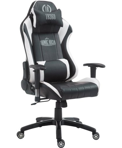Clp XL Racing bureaustoel SHIFT - Gaming managerstoel Tarmac Racing met en zonder voetsteun, belastbaar tot 150 kg, kunstleer - zwart/wit zonder voetsteun