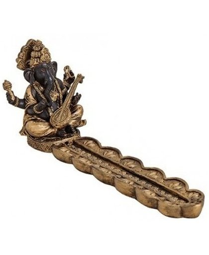 Wierookhouder Ganesha met banjo 23 cm zwart/goud