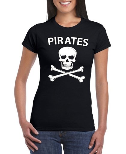 Piraten verkleed shirt zwart dames - Piraten kostuum - Verkleedkleding S