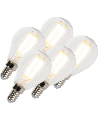 LUEDD Set van 5 LED filament kogellamp E14 5W 470lm P45 dimbaar helder