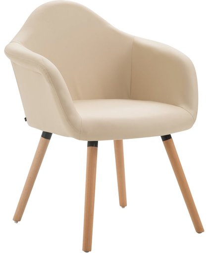 Clp Eetkamerstoel TITO, fauteuil met vierpotig frame, aangenaam gestoffeerd, beukenhouten frame, bekleding van kunstleer, - crème kleur onderstel : natura