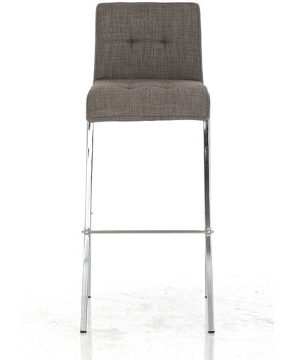 Clp moderne barkruk AVOLA , zithoogte: 78 cm, stapelbaar, met chroom look frame en stoffen bekleding - grijs