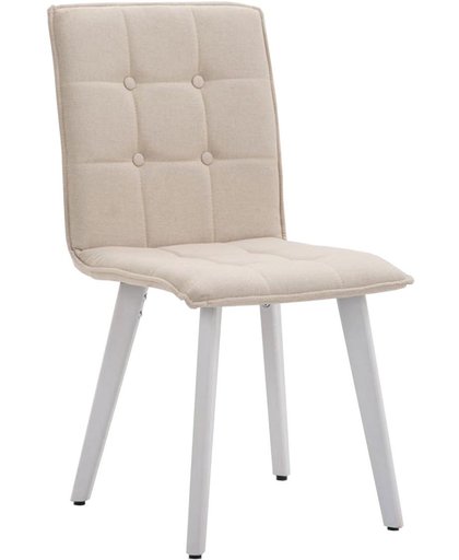 Clp Eetkamerstoel MILLER, wachtkamerstoel, bezoekersstoel met beukenhouten frame, keukenstoel, bekleding van stof, - beige kleur onderstel : wit
