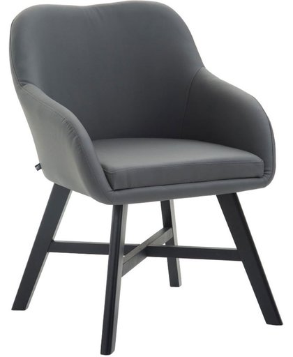Clp Eetkamerstoel KEPLER, wachtkamerstoel met armleuningen, bezoekersstoel met beukenhouten frame, keukenstoel, bekleding van kunstleer - grijs, kleur onderstel : zwart,