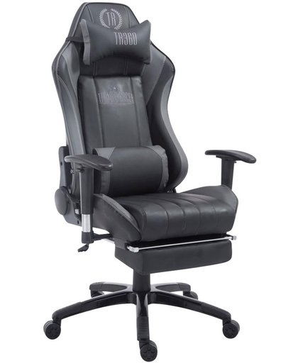 Clp XL Racing bureaustoel SHIFT - Gaming managerstoel Tarmac Racing met en zonder voetsteun, belastbaar tot 150 kg, kunstleer - zwart/grijs met voetsteun
