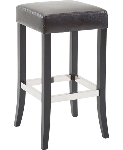 Clp Barkruk VENTA, met hoogwaardige gestoffeerde zitting en aluminium voetsteun, industriële look, vintage, retro, zithoogte van 79 cm, met bekleding van kunstleer, - bruin, kleur onderstel : zwart