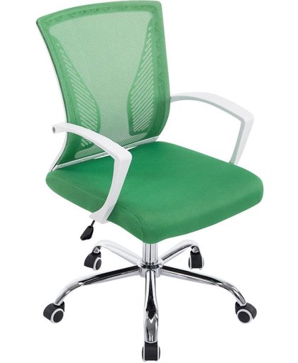 Clp Bureaustoel TRACY draaibare kantoorstoel met armleuning, netbekleding, in hoogte verstelbaar - onderstel chroom, bekleding groen