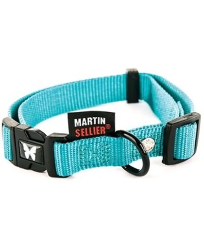Martin sellier halsband nylon turquoise verstelbaar  30-45CM
