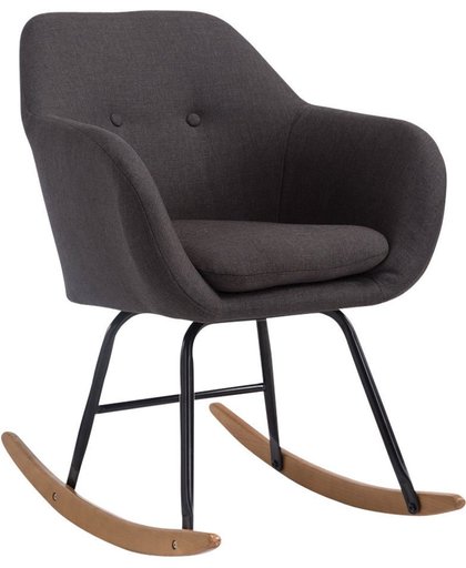 Clp Schommelstoel AVALON, schommelstoel met metalen frame, verstelbare stoel met houten rails, stoffen stoel - donkergrijs,