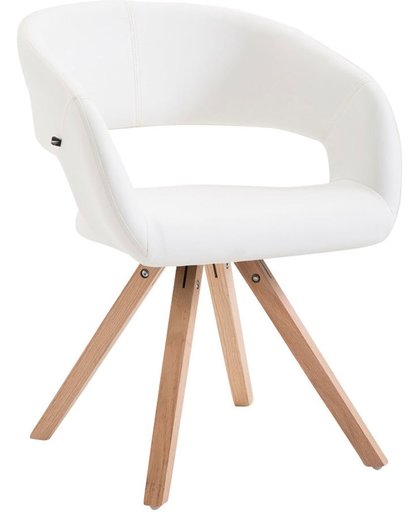 Clp Eetkamerstoel SUEZ, wachtkamerstoel, fauteuil, keukenstoel, bezoekersstoel, eikenhouten frame met kunstlederen bekeding - Bekleding kleur: wit kleur onderstel : natura