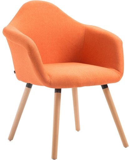 Clp Eetkamerstoel TITO, fauteuil met vierpotig frame, aangenaam gestoffeerd, beukenhouten frame, bekleding van stof, - oranje kleur onderstel : natura